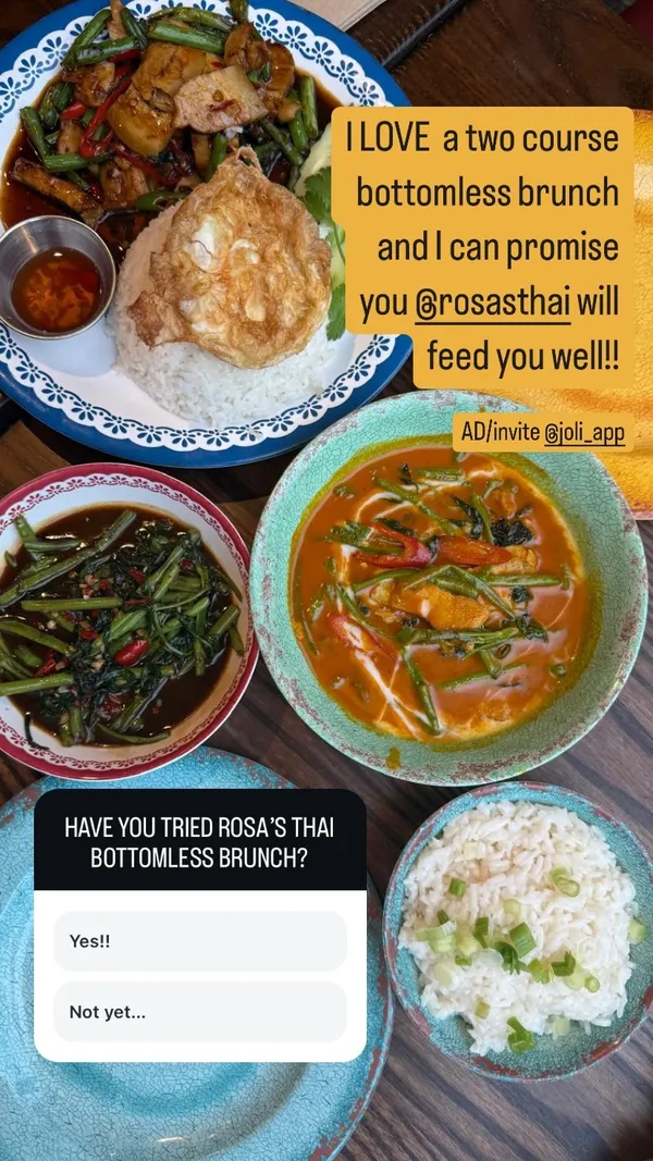 I LOVE  a two course bottomless brunch and I can promise you @rosasthai will feed you well!! AD/invite @joli_app