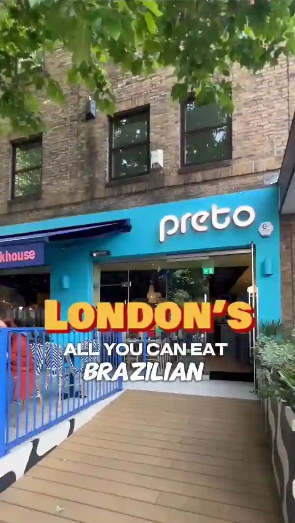 This video showcases Preto, an all-you-can-eat Brazilian Rodizio restaurant in London.  It highlights the restaurant's atmosphere, the variety of grilled meats (beef, chicken, pork) brought to the table, the salad bar with hot and cold options, and the dessert selection. The video emphasizes the unlimited meats and mentions that children eat free.  Two for one deals on Wednesdays are promoted, plus a free second rodizio for every full-paying customer.