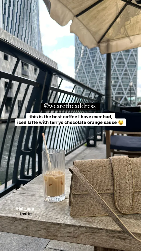 invite 
@joli_app  @wearetheaddress  this is the best coffee I have ever had, 
iced latte with terrys chocolate orange sauce 🤤