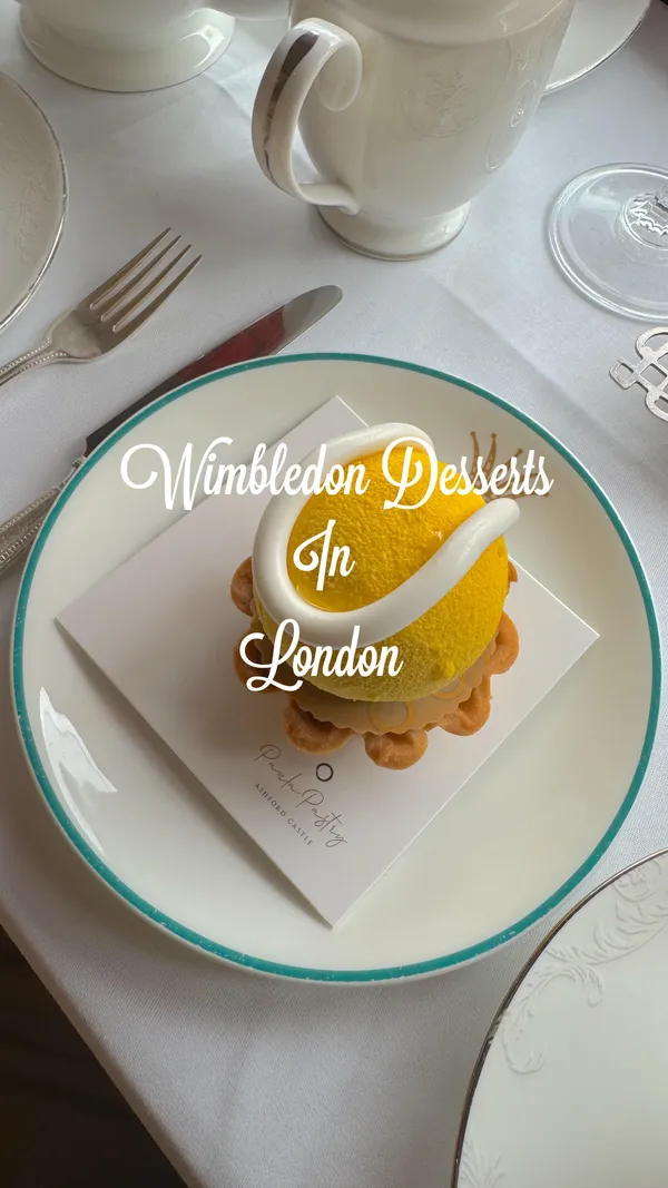 The video showcases a collection of Wimbledon-themed desserts from various high-end London hotels and cafes. Each dessert is presented individually on a separate plate, highlighting its unique design and features. The video transitions smoothly between each dessert, offering a quick visual tour of the treats.