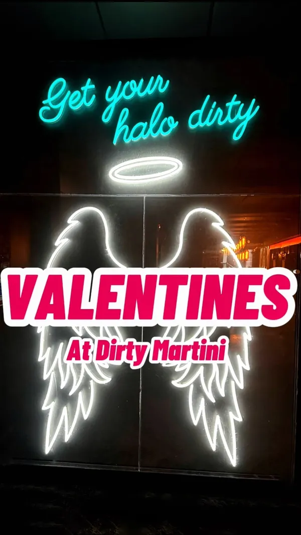 This video showcases Valentine's Day cocktails at Dirty Martini bars in London.  It features four cocktails: Love Affair (Absolut passionfruit vodka, Briotett apricot liqueur, Campari, pineapple, citrus & egg white), L’Amour (Absolut vodka, Chambord & Supasawa), Strawberry Kiss (Beefeater pink strawberry gin, coconut, strawberry, Paragon cordial, citrus & Ms Betters bitters), and Pillow Talk (Absolut vanilla vodka, Mozart white chocolate, Chambord, cream & Ms Betters bitters). The cocktails are presented in various coupe glasses and martini glasses, garnished with fruits and edible glitter.  The video is filmed in the bar setting, highlighting the ambiance and neon signs. The main focus is on the cocktails and their promotion during a specific Valentine's period.