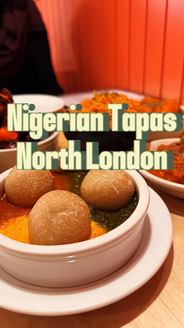 The video showcases Chuku's, a Nigerian tapas restaurant in London. It features various dishes, including an Egusi bowl with Eba and three stews, cassava fries, Suya meatballs, Chicken Ata Din Din, Zobo wings, Jollof rice, and a gluten-free chocolate brownie.  The presentation emphasizes vibrant colors and textures of the food. The video mentions the restaurant is Halal. The main focus is a meal showcase, highlighting the variety and flavors of Nigerian cuisine in a contemporary setting.