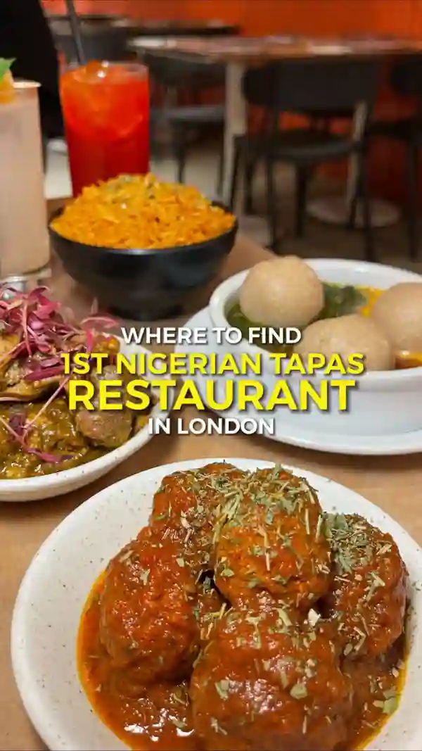 This video showcases Chuku's, London's first Nigerian tapas restaurant. It features various dishes, including small chops (sweet okra with honey-chilli dressing), sharing plates (Egusi bowl, jollof rice, sinasir & miyan tasushe, kuli kuli wings, lamb ayamase, suya meatballs, honey suya prawns, and ojojo), and dessert (orange and stem ginger chin chin cheesecake). The video highlights the restaurant's ambiance, the diversity of the menu (over 50% vegan and gluten-free, all meat halal), and the presentation of the dishes. The main focus is on showcasing the food and the dining experience at Chuku's.