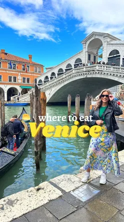 Delicious food recommendations in Venice: gelato, fried fish, pasta, sandwiches, and coffee at iconic spots.