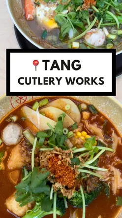 Bowl of vegan Malatang hotpot with tofu and veggies at Tang Hotpot, Cutlery Works, alongside beer tower and photo booth fun.