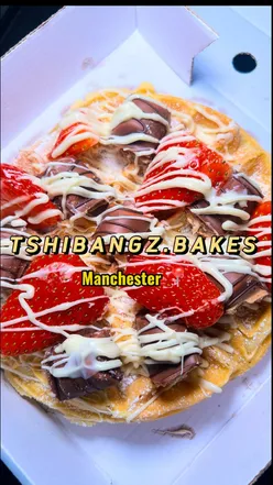 Delicious berry sweet waffles and hocus lotus mikate from TSHIBANGZ.BAKES in Manchester.