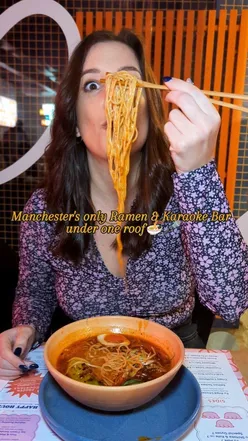 Girls night out at House of Fu enjoying Spicy Fu Tantanmen ramen, Katsu Chicken, and karaoke with drinks and playlists.