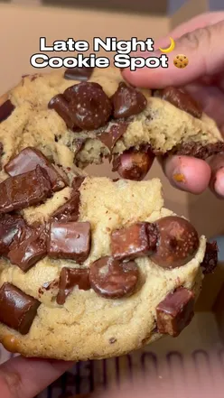 Warm cookies from Insomnia Cookies in Manchester, perfect late-night dessert for cookie lovers.
