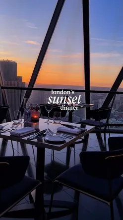 Sunset dining at Searcys Gherkin, London; set menu with corn-fed chicken, sweetcorn gnocchi, and standout apple blackberry crumble.