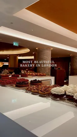 Cédric Grolet Bakery in Knightsbridge, London, showcases exquisite French pastries like hazelnut flower and croissants.