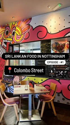 Delicious Sri Lankan dishes at Colombo Street, Nottingham: Gingerino drink, Jackfruit cutlets, Paneer Masala Kottu, and Flaming Honey Pot.