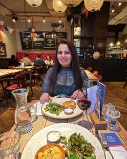 Charming Bistrot Pierre in Nottingham, celebrating 30 years with a nostalgic French menu: Mushroom Sourdough, Brie Tart, Cafe Gourmand.