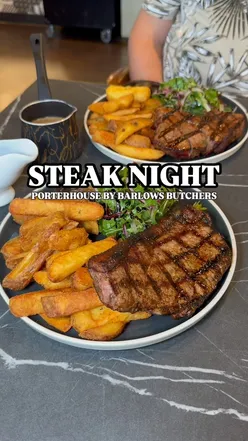 Juicy porterhouse steak from Barlows Butchers, praised as one of the best, served at Porterhouse in Nottinghamshire.