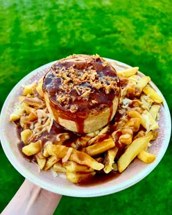 V.I.P pie box from The Pie Way with Hog Boss pork pie, Brisket Jones, and homemade poutine, delivered fresh.