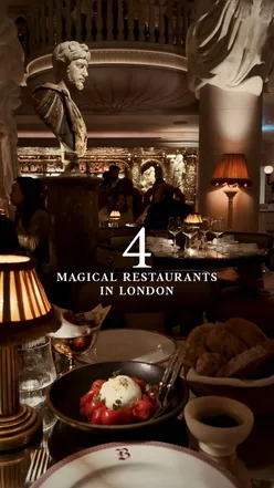 Magical London restaurants with enchanting interiors, romantic vibes, and exquisite cuisine; perfect for date nights.