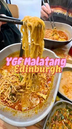 Spicy, creamy ramen hotpot at YGF Edinburgh, perfect for warming up in autumn. Customizable comfort food with great service.