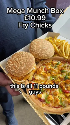Fry Chicks Munch Box at 80 Randal St, Blackburn, featuring Manchester food specialties.
