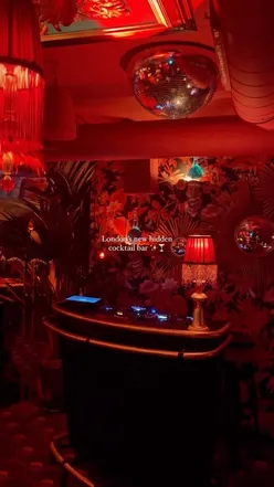 Zumbarbarossa cocktail bar in Soho, London, with a vintage, time-travel ambiance, located on Dean Street.
