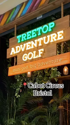 VIP launch party at Treetop Golf, Cabot Circus, Bristol; bloggers enjoy mini golf in a peaceful, wildlife-themed setting.