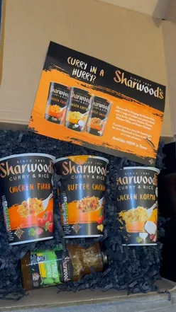 Instant rice pots by Sharwood's featuring Chicken Korma, Tikka, and Butter Chicken for a quick lunch.