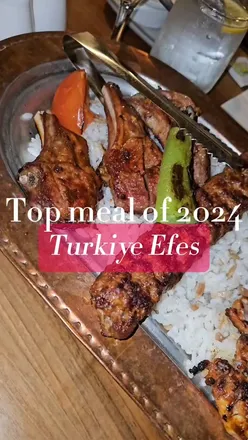 Turkish meat platter with calamari, wine, and cocktails at Turkiye Efes Uddingston, top Glasgow restaurant 2024.