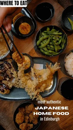 Close-up of crispy tempura tendon bowl at Satoru Edinburgh, showcasing light batter and perfectly cooked rice. #JapaneseFood