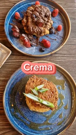 Delicious pancakes and coffee at Crema Coffee Glasgow, perfect brunch spot for Glasgow foodies and coffee lovers.