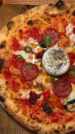 Neapolitan pizza at Rudy's Pizza Newcastle: Campana, Cinghiale, Romagnola, plus Rudy's Rum Baba dessert on Grey Street.