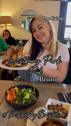 Gluten-free roast dinner with chicken, GF Yorkshire pudding, and cauliflower cheese at Westbury Park Pub, Bristol.