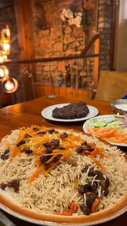 Kabuli pilau and chapli kebab at Taste of Peshawar, Cowbridge Rd East, Canton; authentic Pakistani cuisine in Cardiff.