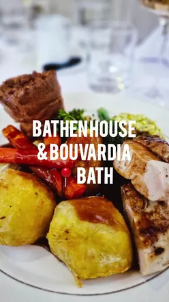 Delicious Sunday lunch at Bouvardia Bath: beef brisket ravioli, roast sirloin, chicken supreme, and chocolate fondant.