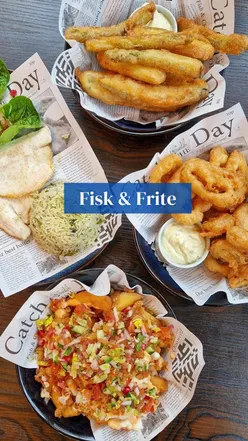 Delicious gluten-free battered sea bass and calamari at Fisk & Frite in St Werburghs, perfect for takeaway.