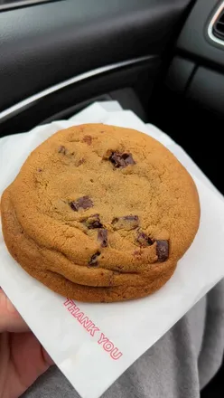 Delicious double chunk chocolate cookie from Costco UK, rated 10/10 for its rich flavor and texture.