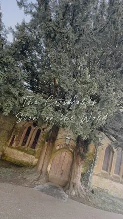 Charming Stow-on-the-Wold with honey-coloured cottages, tea, scones, and the historic Yew Tree Door in winter.