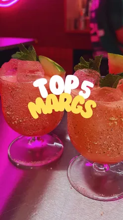 Five vibrant margaritas from top spots, celebrating Margarita Day with fresh ingredients and colorful garnishes.