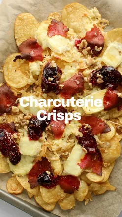 Brie, vegan meat, honey, homemade fig jam, and walnut charcuterie crisps inspired by @convinoboard.