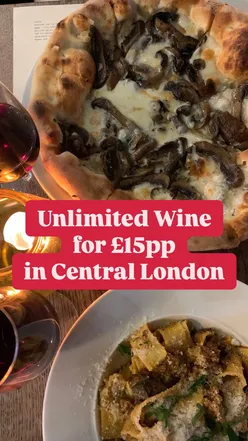 Enjoying unlimited natural wines at ALFI Spitalfields during Wine Wednesdays, with delicious food options.