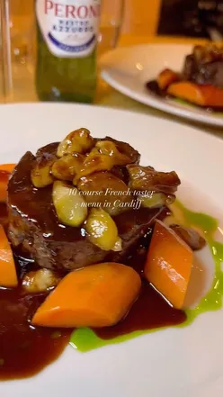 Elegant French taster menu at Bohemien's pop-up in Llandaff, showcasing creative dishes and wine pairings.