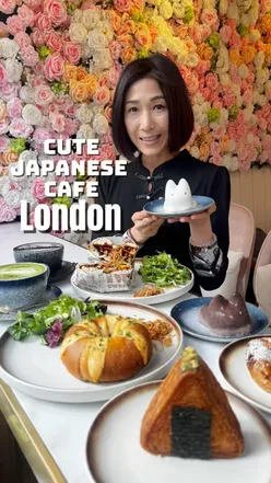 Jiggly Jelly Bunny dessert and Onigiri-shaped croissant at a cute Japanese café in Waterloo, London.