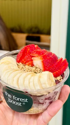 Strawberry matcha and acai bowls at The Forest Boost, Grainger Market, Newcastle, perfect for summer dining.