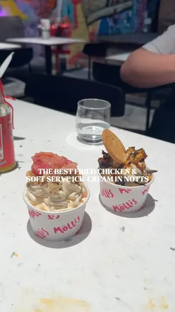 Delicious fried chicken and colorful soft serve ice cream at Molli's in Nottingham.