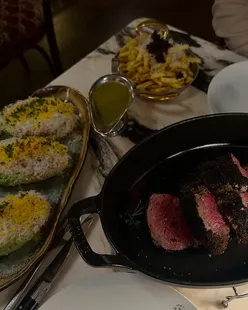 Dinner at Le Petit Beefbar Edinburgh: braised short ribs, mozzarella quesadillas, 600g chateaubriand, truffle fries, umami Caesar salad.