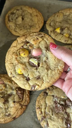 Chewy mini egg cookies made for Mother's Day, featuring Cadbury chocolate and a delicious Easter recipe.