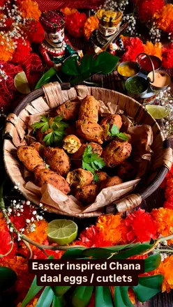 Golden chana daal cutlets, crispy outside, soft inside, served with green chutney; perfect Easter snack with plant-based protein.
