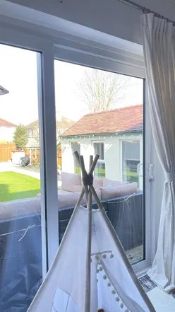 Bright and airy baby play area upgraded with Joydeco's beautiful linen curtains for a cozy home vibe.