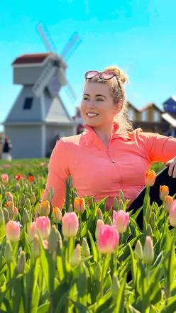 Colorful tulips at Tulleys Tulip Garden in Warwickshire, with pizza and marshmallows enjoyed in spring sunshine.