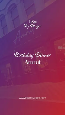 Delicious birthday dinner featuring a veg platter, Mewari seekh kebab, Patiyala chicken, and caramel kheer at Amrut.