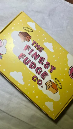 Easter fudge box from The Finest Fudge Co featuring creamy slabs: White Creme Egg, Caramel Egg, and classic Creme Egg.