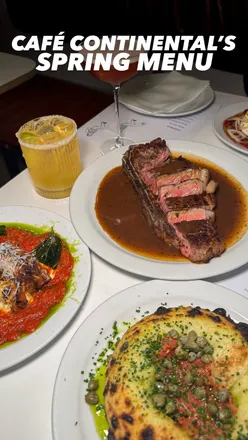 Spring menu launch at Cafรฉ Continental featuring burrata salad, crab ravioli, and aged sirloin in Greater Manchester.