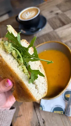 Delicious £10 lunch deal: fresh soup and half focaccia at Fettle, Edinburgh, perfect for a quick meal.